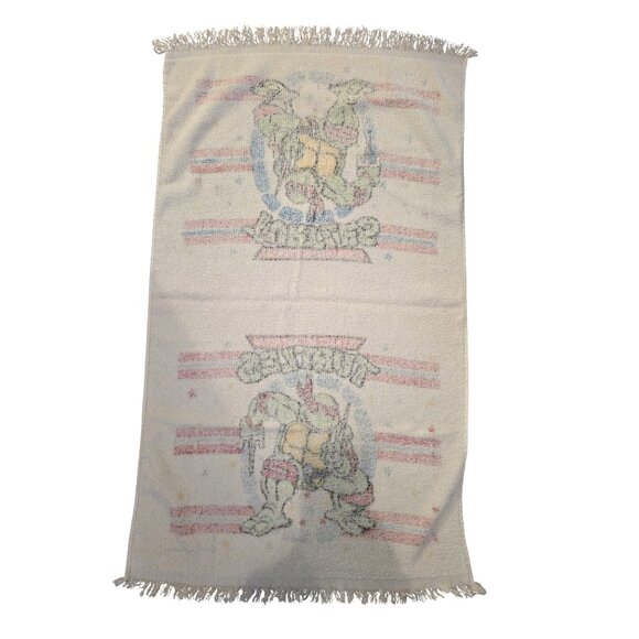 Vintage Teenage Mutant Ninja Turtles Cotton Fringed Kids Towel - Picture 3 of 3